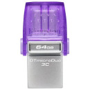 Kingston 64GB DataTraveler microDuo 3C USB 3.2 Gen 1 / USB-C pendrive lila DTDUO3CG3/64GB Kingston 64GB DataTraveler microDuo 3C USB 3.2 Gen 1 / USB-C pendrive lila DTDUO3CG3/64GB