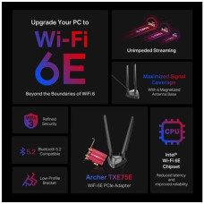 TP-LINK Archer TXE75E AXE5400 Wi-Fi 6E Bluetooth 5.2 PCIe Adapter ArcherTXE75E ArcherTXE75E TP-LINK Archer TXE75E AXE5400 Wi-Fi 6E Bluetooth 5.2 PCIe Adapter ArcherTXE75E ArcherTXE75E