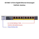 8-Port Gigabit Ethernet PoE+ Unmanaged Switch with FlexPoE 60W GS108LP-100EUS