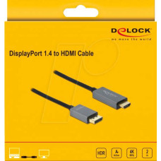 DeLock Active DisplayPort 1.4 to HDMI Cable 4K 60 Hz (HDR) 2m 85929