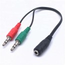 BLACKBIRD Átalakító Headset Stereo jack 1x 3.5mm 4 pin female to 2x 3.5mm 3 pin male (CTIA) BH1262